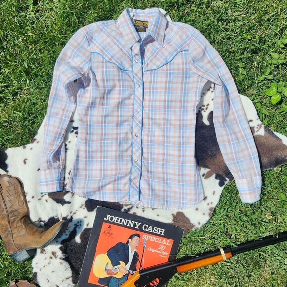 Wrangler Men's Blue Plaid Western Shirt - Picture 1 of 3